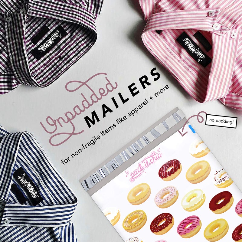 Pack It Chic - 10X13 (100 Pack) Doughnut Pattern Poly Mailer Envelope Plastic Custom Mailing & Shipping Bags - Self Seal - Image 4